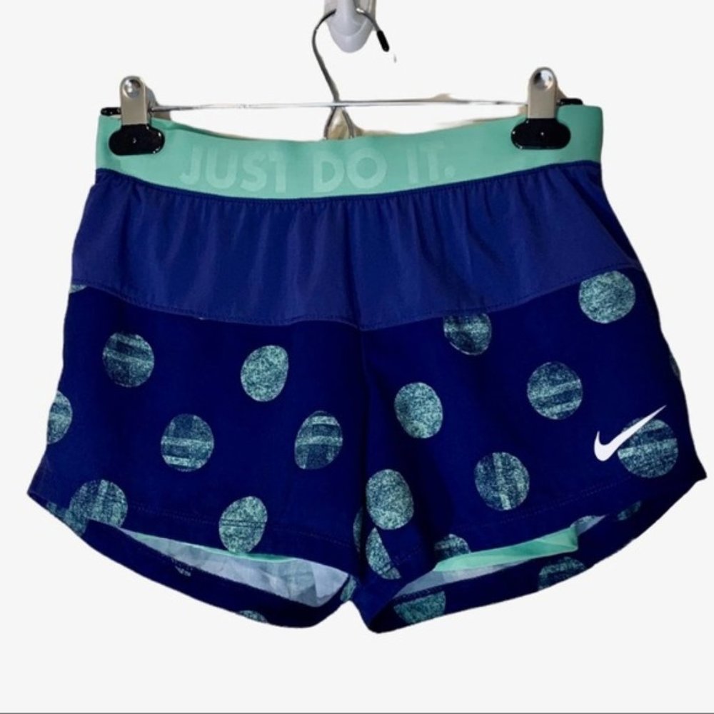 Nike Dri fit Athletic Purple Green Running Shorts Polka Dot Womens Size XS